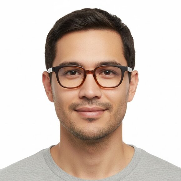 Berluti Mens Square/Rectangle Orange Black Transparent Fashion Designer Eyewear